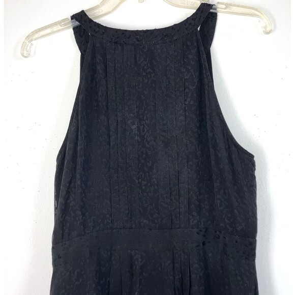 THEORY sz 10 Black Silk Viscose Burnt Out Sleeveless Dress Flowy Lined Devore - Picture 4 of 7